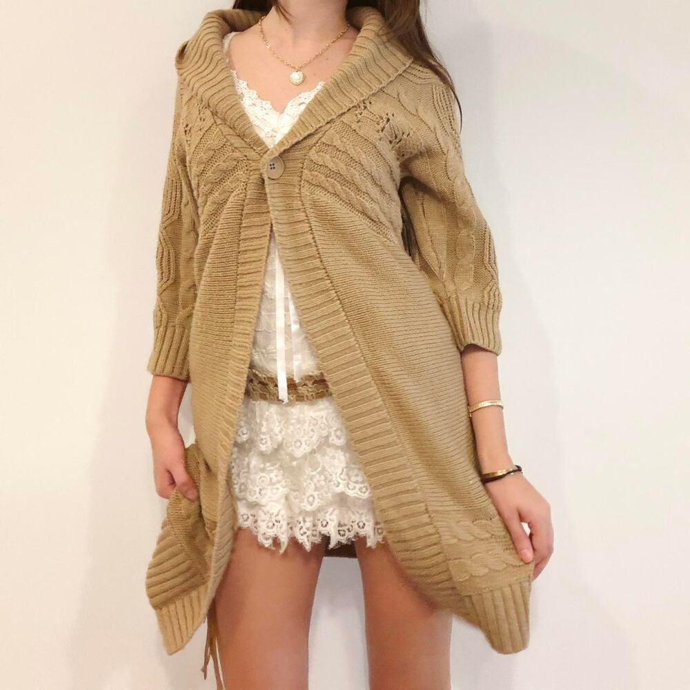Y2k cream sonoma cable knit cardigan size small